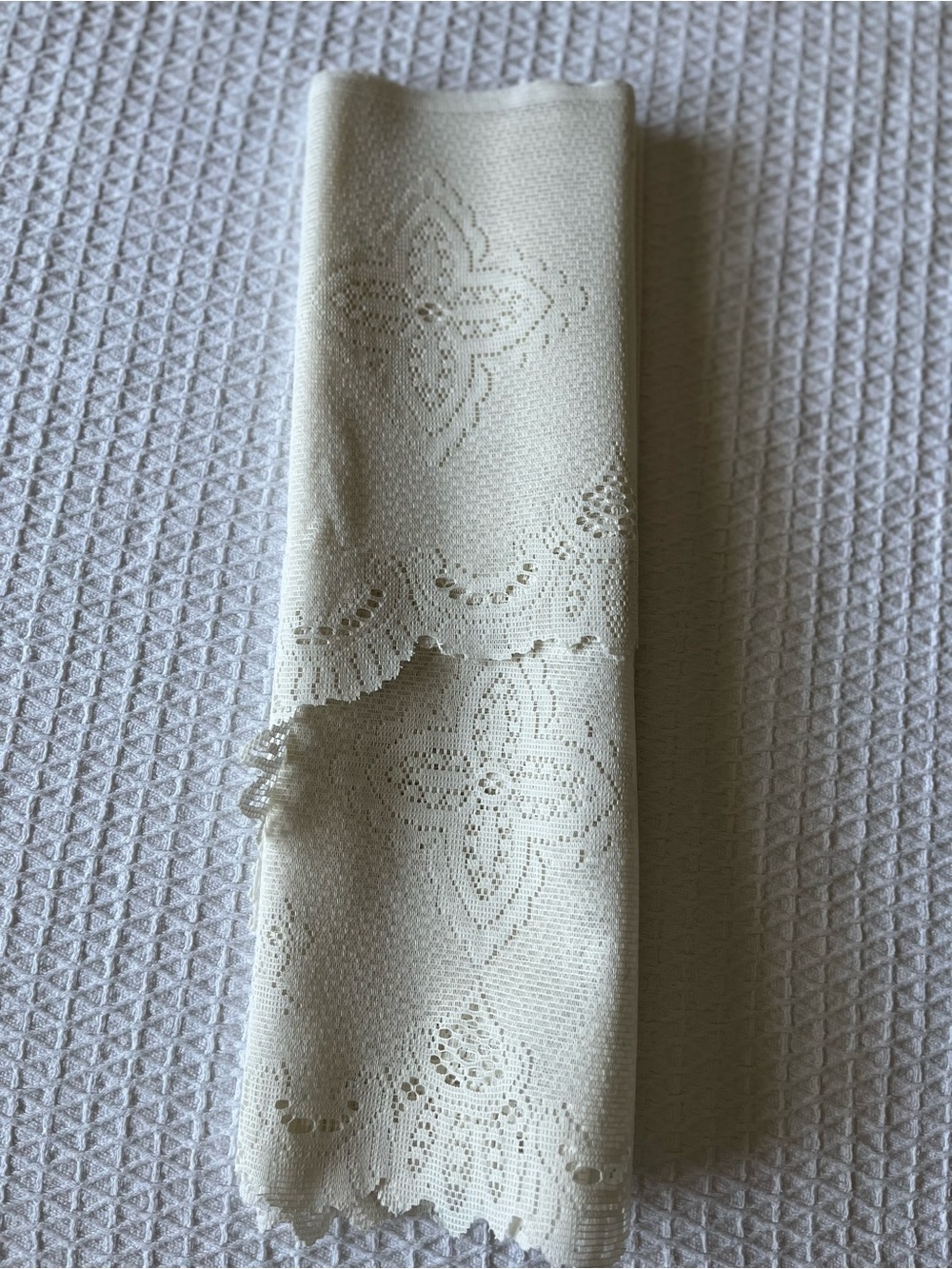 Cream Lace-Patterned Mantle Scarf